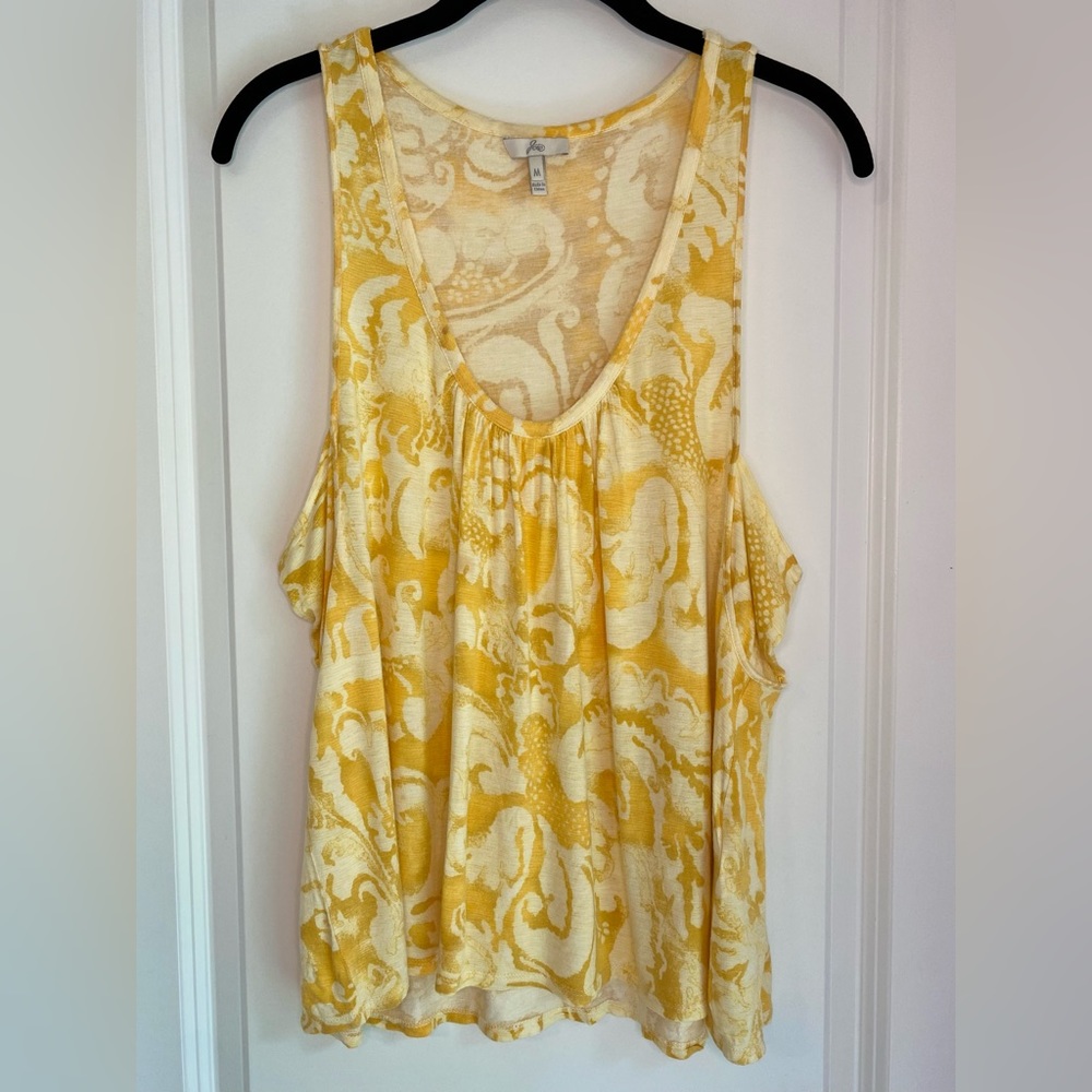 Joie Sleeveless U-Neck Dropped Armhole Print Tank Yellow/Gold Size M